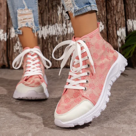 Women's Fashion Breathable Canvas Shoes Sports Casual Non-slip Thick-soled Short Boot