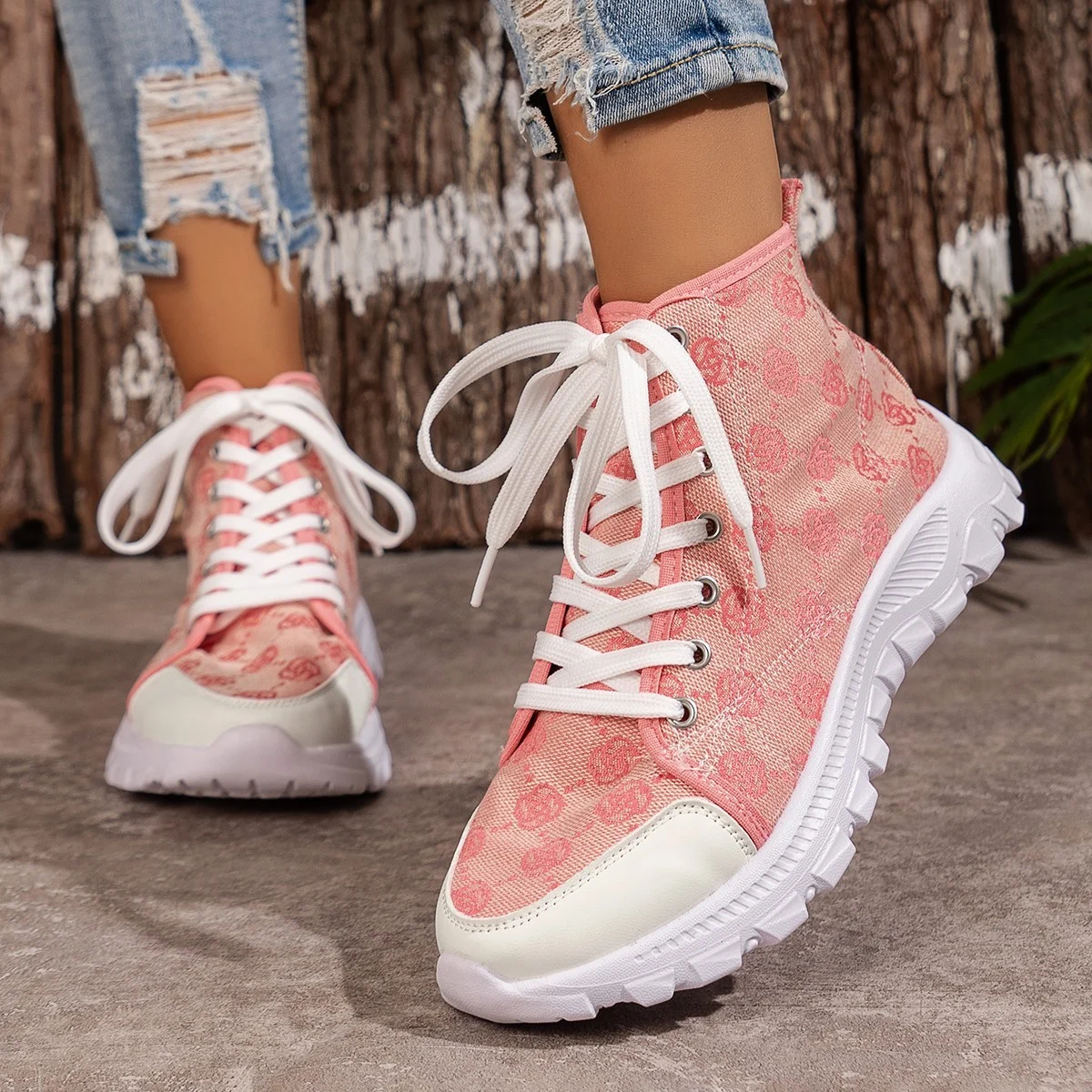 Women's Fashion Breathable Canvas Shoes Sports Casual Non-slip Thick-soled Short Boot